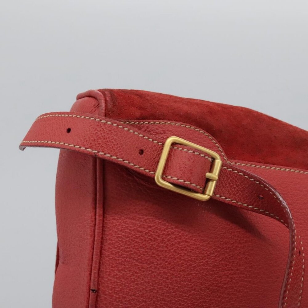GUCCI Bamboo Backpack Suede Leather Red Gold - Picture 9 of 16